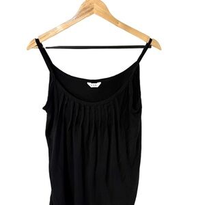 YYA Black Pleated Front Tank Top | Size Large